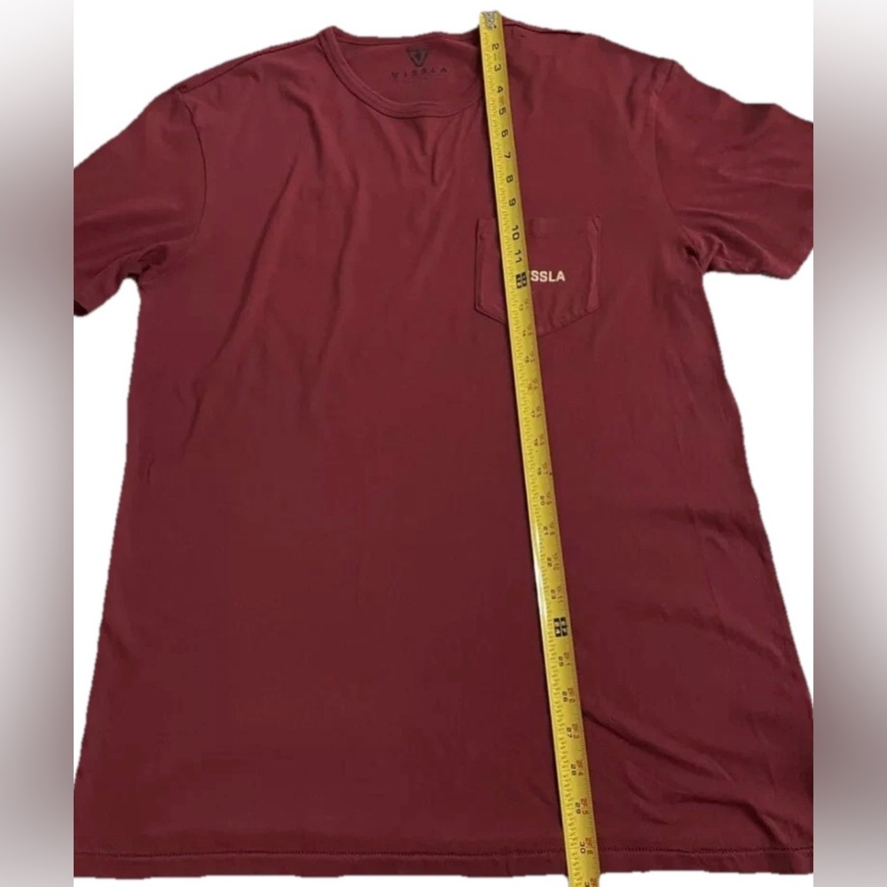 Vissla Vintage Wash Burgundy/Red Pocket Logo Tee Size L - Picture 6 of 8